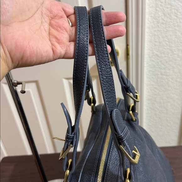 MCM Shoulder Bag in leather with studs- Navy Blue - Picture 9 of 9